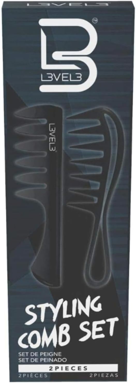 L3 Styling Comb Set - Professional Salon Look - Lightweight and Ergonomic - Comfortable and Glides Easily - Level Three - 2pc