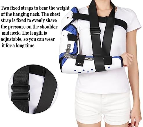 ROM Hinged Elbow Brace Adjustable Elbow Splint,Post OP Arm Immobilizer with Shoulder Sling Stabilizer,Cubital Tunnel Syndrome Physical Therapy and Recovery,for Sleep and Work,Right
