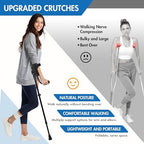3-Angle Adjustable Forearm Crutches for Adults - Ergonomic Non-Slip Handles with EVA Elbow Support, Foldable Arm Crutches Forearm for Leg Injury, Surgery Recovery, Disabled (Single Unit)