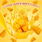 Healthy Mango Flavored Gummy Candy Snack, Vegan, Super Juicy with 70% Real Juice Content, Soft & Chewy Gummi Candy Individually Wrapped, Allergy Friendly, 1LB Pack Bulk