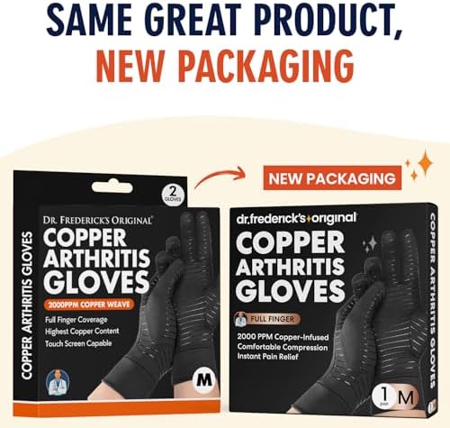 Dr. Frederick's Original Copper Compression Arthritis Gloves - Doctor-Developed Hand Pain Relief for Arthritis, Carpal Tunnel & Tendonitis - All-Day Comfort, Typing & Daily Use - Full Finger, Medium