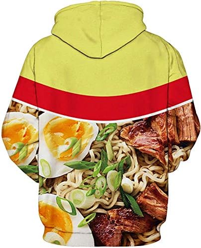 Keasmto 3D Ramen Chicken Noodle Soup Hoodie Beef Sweatshirt For Men Women Cotton Cute