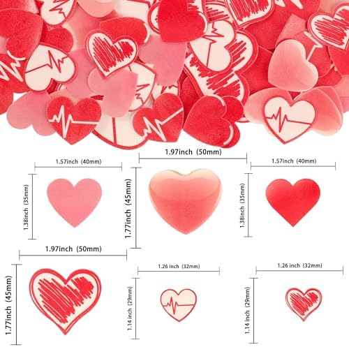 Ephlyn 80Pcs Edible Heart Toppers - Valentine's Day & Birthday Cupcake Decors