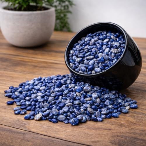 Sodalite Crystal Chips 100g – Natural Tumbled Polished Blue Gemstone Stones for Jewelry Making, Reiki Healing, Throat Chakra, Resin Art, Aquarium Gravel & Home Décor