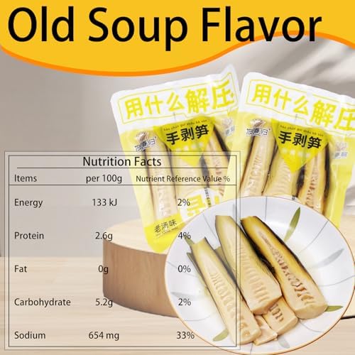 Hand Peeled Bamboo Shoot, Chinese Snack,Instant Hand Peeled Bamboo Shoots, Chinese Pickled Vegetables, Ready-to-eat, Party Snacks,手剥竹笋(Old Soup Flavor)230g/8.11oz per Pack (Pack of 3)