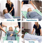 Improvia Positioning Bed Pad, with 8 Reinforced Handles, Quick-Drying, Washable, Waterproof, for Lifting, Turning, Transfering, Elderly and Incontinence Patients (Green, Pack of 2)