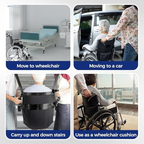 Patient Lift Transfer Belt for Wheelchair to Car/Bed, Emergency Evacuation Chair Stair Lift Assist pad, Portable Home Slide Board Sling Seat Cushion for Transferring Elderly and Disabled People.