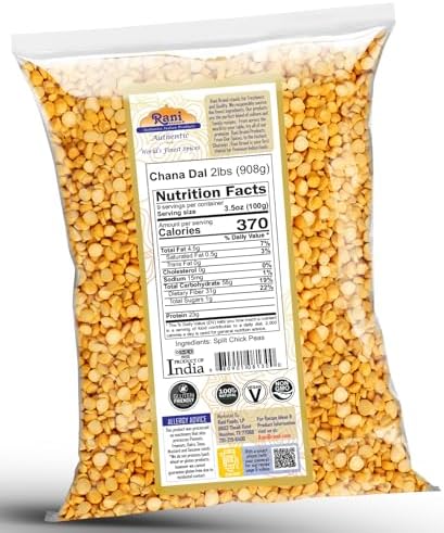 Rani Chana Dal (Split Desi Chickpeas without skin) 32oz (2lbs) 908g ~ All Natural | Gluten Friendly | NON-GMO | Kosher | Vegan | Indian Origin