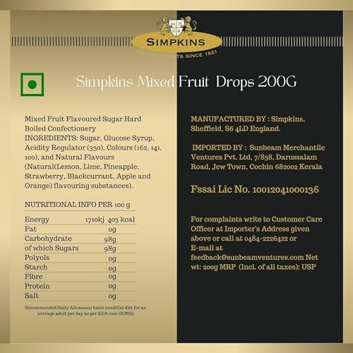 Simpkins Mixed Fruit Drops 200g, 1er Pack (1 x 200 g)