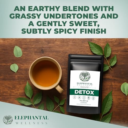 Elephantal Wellness Premium Detox Herbal Tea | Daily Liver, Kidney, Blood & Digestive Support with Turmeric, Nettle Tea, Milk Thistle, Dandelion Tea & Burdock | Handmade, Caffeine-Free Loose Leaf Blend | 2oz, 20 Servings