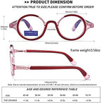 Retro Round Reading Glasses for Men and Women, Stylish Color Frame Design, Blue Light Blocking, Spring Hinges, Anti Eye Strain Computer Readers, 2.0