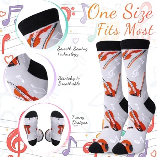 Umigy 2 Pcs Violin Gifts for Violinist 20 oz Stainless Steel Viola Tumbler and Sock Music Teacher Appreciation Gift for Violin Player Teacher Orchestra String Women Musician Music Lover Graduation