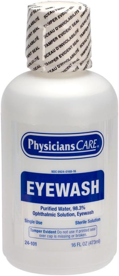 PhysiciansCare Eye Wash Solution, Sterile Isotonic Buffered Solution for Flushing & Irrigating Eyes, 16-oz Bottle