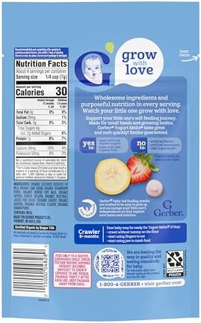 Gerber Baby Snacks Organic Yogurt Melts, Banana & Strawberry, 1 Ounce (Pack of 7)