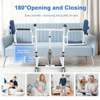 Patient Lift Transfer Chair for Home, 440lbs Capacity, 4 in 1 Patient Lift Transfer Chair with 180° Split Seat, Upgraded Rod for Height Adjustable, for Elderly Transfer to Bed/Toilet (Blue)