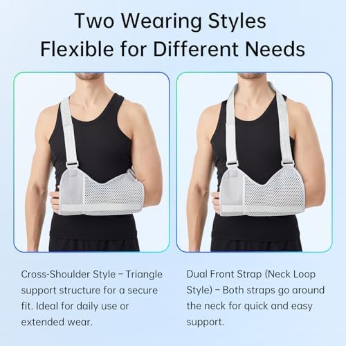 Arm Sling Shoulder Brace for Men & Women – Breathable & Adjustable Arm Support for Rotator Cuff, Forearm & Elbow Injuries – Lightweight Fit for Left or Right Side