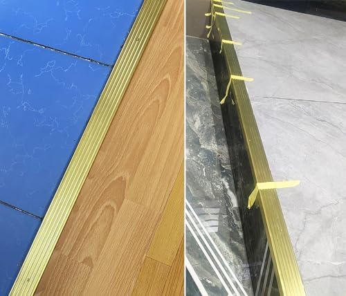 CMYUN Solid Brass Stair Nosing Edge Trim, Home Loft Stair Edge Protector/Stair Step Nosing Strips, L Molding Floor Transition Strip Guard, 1m Long (Size : 38x18mm(1.5"x0.71"))
