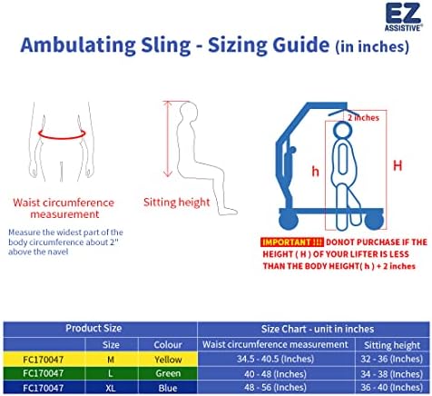 Ambulating Walking Sling for Patient Standing and Walking Training & Patient Lift Aid or Walking Aids Reusable and Washable (Medium)