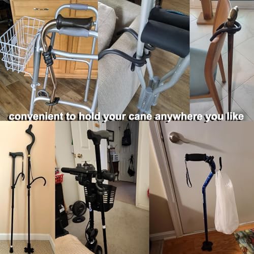 Cane Holder 3 Pack - Black Walking Stick Holder & Crutch Stand for Mobility Scooter, Table, Rollator
