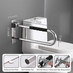 31 Inch Toilet Grab Bar, Flip-UpSafety Rail with Soft Silicone Anti-Slio Finger-Grio Handle andPaper Holder, Stainless Steel u-Shaped Support Bar for ElderlyDisabled, Polished Chrome