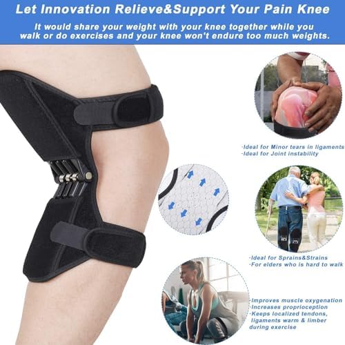 Joint Support Knee Pads - 2025 Power Lift Knee Stabilizer Pads - Powerful Rebound Spring Force Knee Protection Booster - Breathable Non-Slip Joint Knee Support Brace for Climbing, Exercising, Squat
