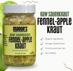 Madge's Rueben Sauerkraut | Raw unpastuerized | Probiotics enriched | Made with Organic ingredients, Pink Salt, gut healthy packed in glass jar 15 oz (Fennel Apple)