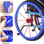 1Pair Wheelchair Push Rim Covers, 22/24Inch Silicone Wheelchair Push Rim Covers, Non-Slip Wear-Resistant Hand Push Protective Cover for Improve Grip and Traction (Sky Blue,24 in)