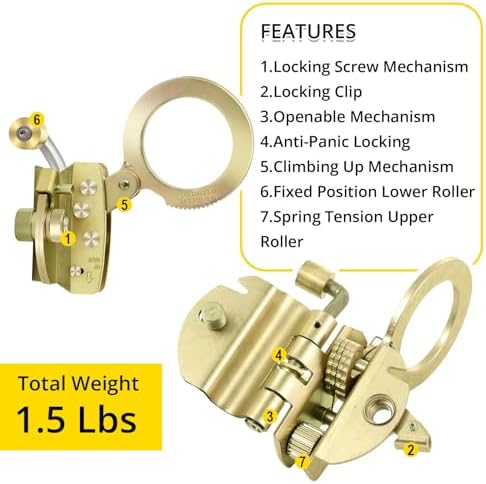 TRSMIMA Rope Grab Fall Protection - Auto Trail Double Locking Rope Grabs Used with 5/8”Rope Anti-Panic Feature for Construction Climbing Roofing Equipment 310 lb. Capacity