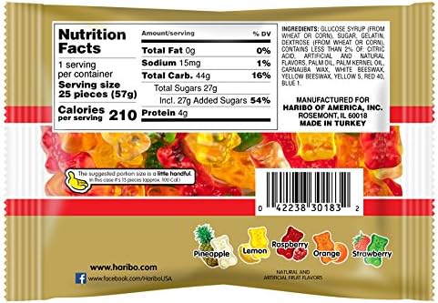 Haribo Gummi Candy, Goldbears, 2 Ounce (Pack of 4)