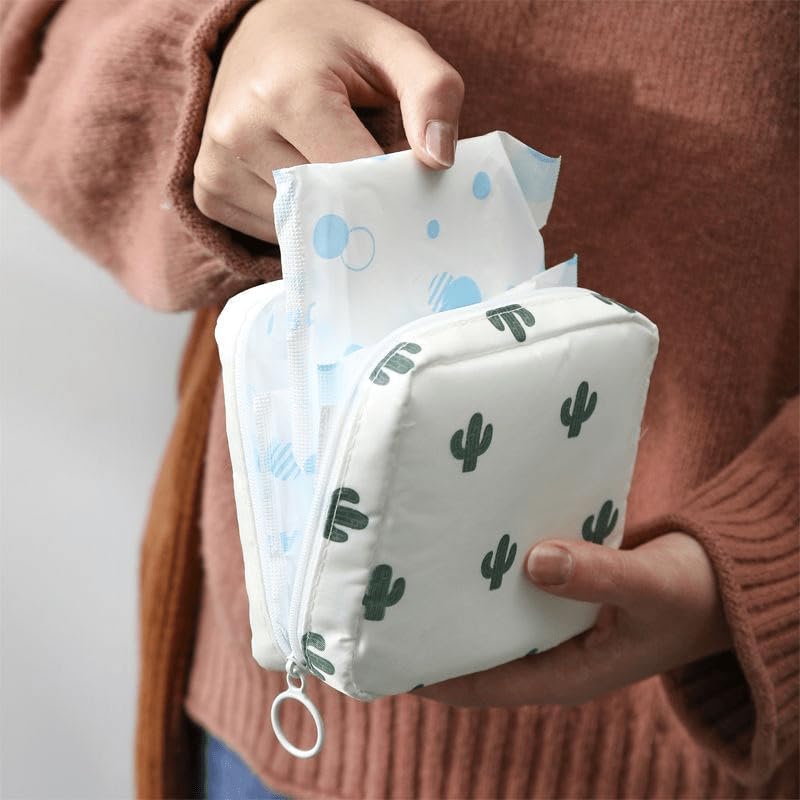 1PC Sanitary Napkin Storage Bags, Reusable Tampon Organizer Pouch With Zipper, Portable Sanitary Bags for Feminine Products, Washable Multi-Function Travel Storage Pouch (Dark Blue Flamingo)