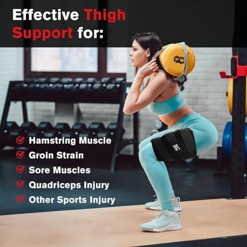 Thigh Brace Support - Adjustable Fit Thigh Compression Sleeve for Men & Women - Groin Brace, Thigh Wrap Ideal for Muscle Recovery, Sports and Injury Prevention - XXL