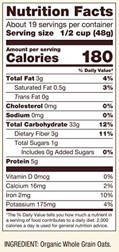 Bob's Red Mill Organic Old Fashioned Rolled Oats, 32oz (Pack of 4) - Non GMO, Whole Grain, Vegan, Kosher