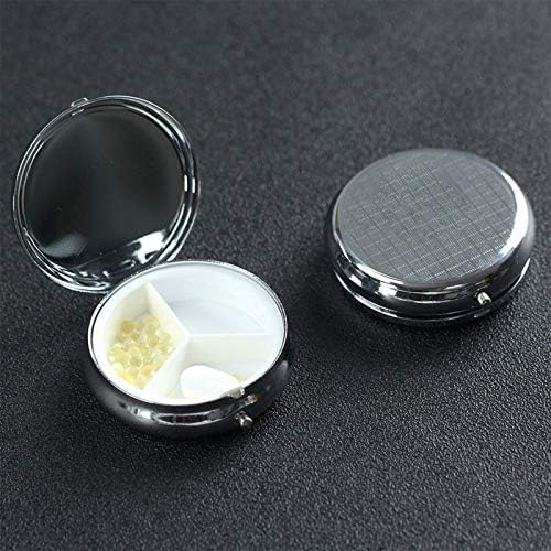 Stained Glass Single Red Tomato Round Pill Case, Portable Pill Box for Pocket Metal Medicine Vitamin Organizer 3 Compartment Three Times A Day