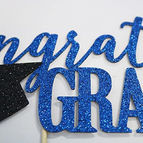 PALASASA Congrats Grad Cake Topper, 2025 Graduate Party Decorations (Blue 6.6inch)