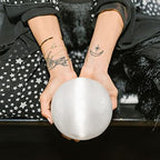 JIC Gem 3.5-4 Inch(90-100mm) Selenite Crystal Sphere with Wooden Stand Healing Crystal Ball for Meditation, Home Decoration