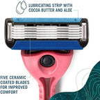 Preserve POPi Shave 5 Razor System Made with Recycled Ocean Plastic and 5-blade cartridge, Neptune Green
