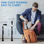 Walking Cane,Portable & Ultra-Light Series, One-Button Telescopic Folding Walking Cane – Like an Umbrella | Compact, Adjustable, All-Terrain Tips, Elegant Muted Tones
