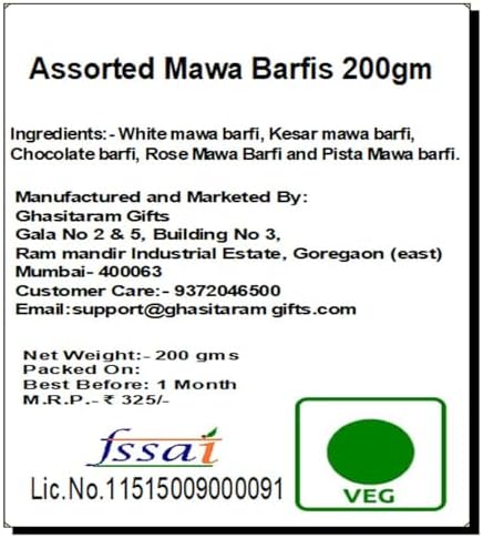 Ghasitaram Gifts Rakhi Gifts for Brothers Rakhi Sweets - Assorted Mawa Barfis (200 GMS) with Beads Rakhi