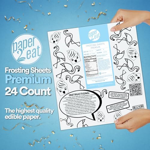 paper2eat Frosting Sheets Premium 8.5“ x 11“ – 24 count – White Edible Icing Sheets - Kosher Certified