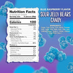 Sour Bears Gummy Candy | 1 Pound Bag | Gelatin Free Chewy Blue Candy | Blue Raspberry Jelly Bears for Baby Showers, Gender Reveal, Party Favors, and Dessert Decorating