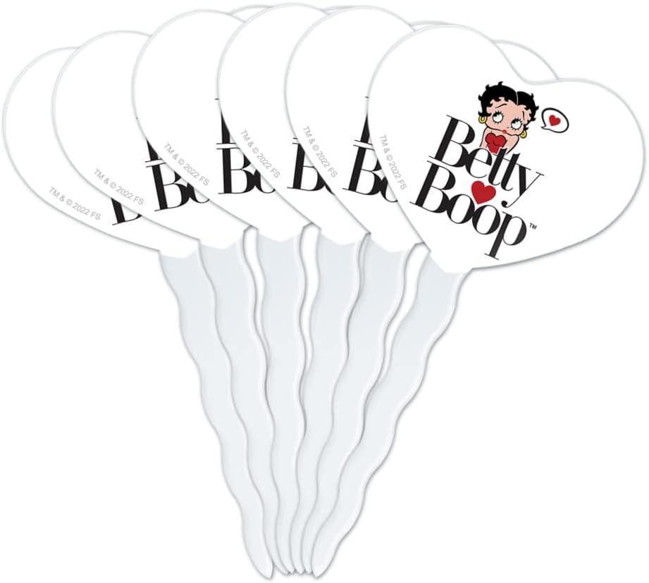 GRAPHICS & MORE Betty Boop Heart Logo Heart Love Cupcake Picks Toppers Decoration Set of 6