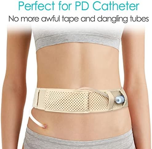 Mesh Breathable PD Belt Peritoneal Dialysis Catheter Accessories Supplies Soft Transfer Set Holder Protector Belts for Stomach Feeding Peg J Tube Women Men Adults Beige