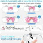 Magnifying Glass with Light, 1.5X-5.0X Magnifying Glasses, Rechargeable Magnifier Headset with Light, Head Magnifier with 4 Detachable Lenses, Magnify Glasses for Close Work Crafts Jewelry