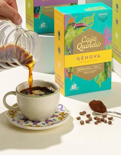 Cafe Quindio Medium Roast 100% Colombian Excelso Ground Arabica Coffee - Genova Single Origin - 12 Ounce (Pack of 1)