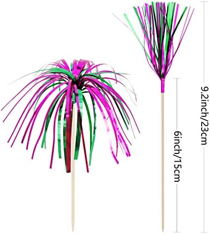 BLUE TOP Cocktail Picks Wood Foil Firework Cake Picks 9 Inch 100 PCS,Cupcake Toppers for Cakes Decoration, Children's Day, Party Suppliers,July 4th,Olymplic Games Celebration Party