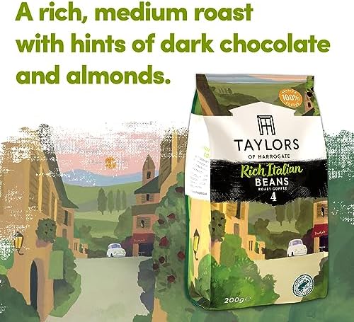 Taylors of Harrogate Rich Italian Coffee Beans, 200 g (Pack of 6 - Total 1.2kg)
