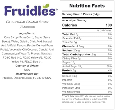 Fruidles Christmas Gummi Snow Flurries, Delicious Gummy Candy, Fun and Festive Holiday Snacking (2 Pounds)
