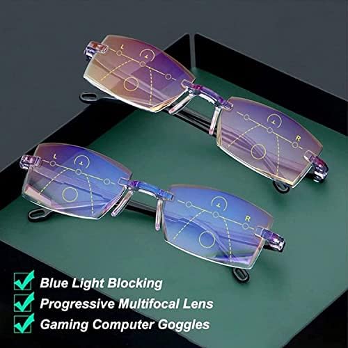 Color Glint Sapphire High Hardness Anti-blue Progressive Far And Near Dual-Use Reading Glasses