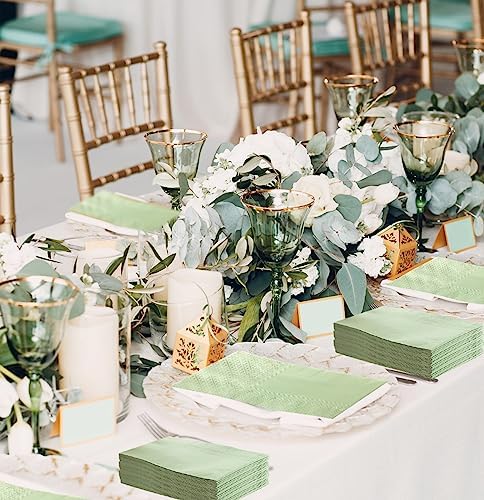 50 Pieces 3-ply Sage Green Napkins 13 x 15.7 Inches Guest Bathroom Napkins Dessert Napkins Disposable Hand Towels for Bathroom Wedding Birthday Party Paper Dinner Napkins