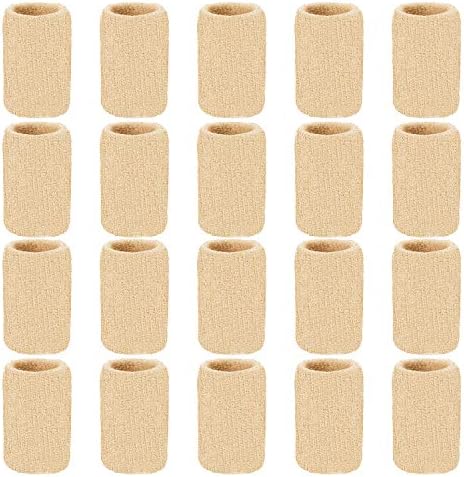 20 Pieces Finger Compression Sleeves Elastic Finger Protectors Thumb Splint Brace for Arthritis Pain Relief, Basketball Sport (Beige)